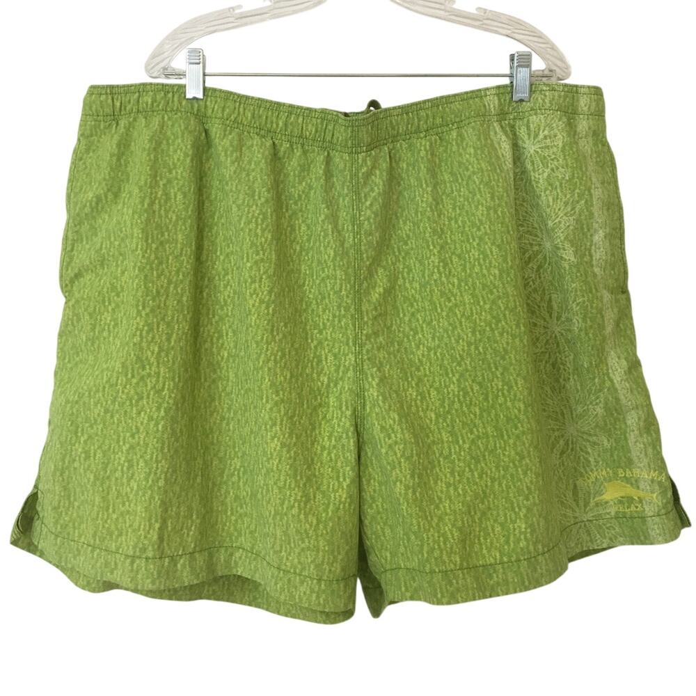 Tommy Bahama Relax Green & Yellow XXL Swim Trunks Shorts Mesh Lining Pull On